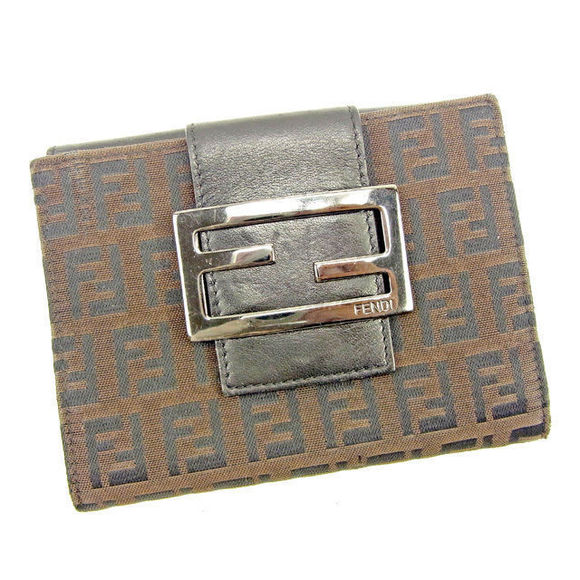 Fendi Brown Bifold Leather Black Zucchino Wallet - Picture 1 of 6